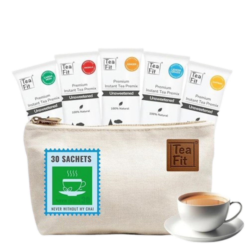 TeaFit Premium NO SUGAR Instant Assorted Tea Premix - Traveler Pack | Grocsy