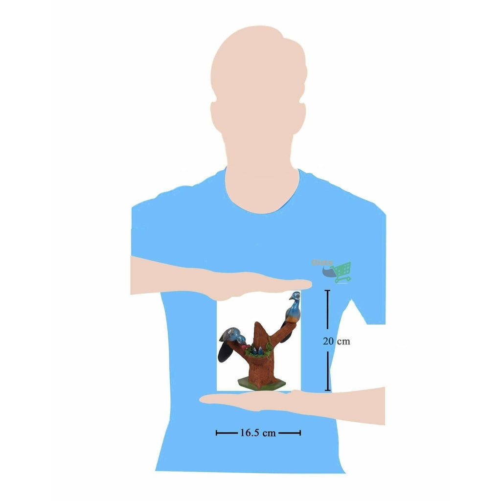 Two Wooden Birds Along with Nest and Baby Birds | Grocsy
