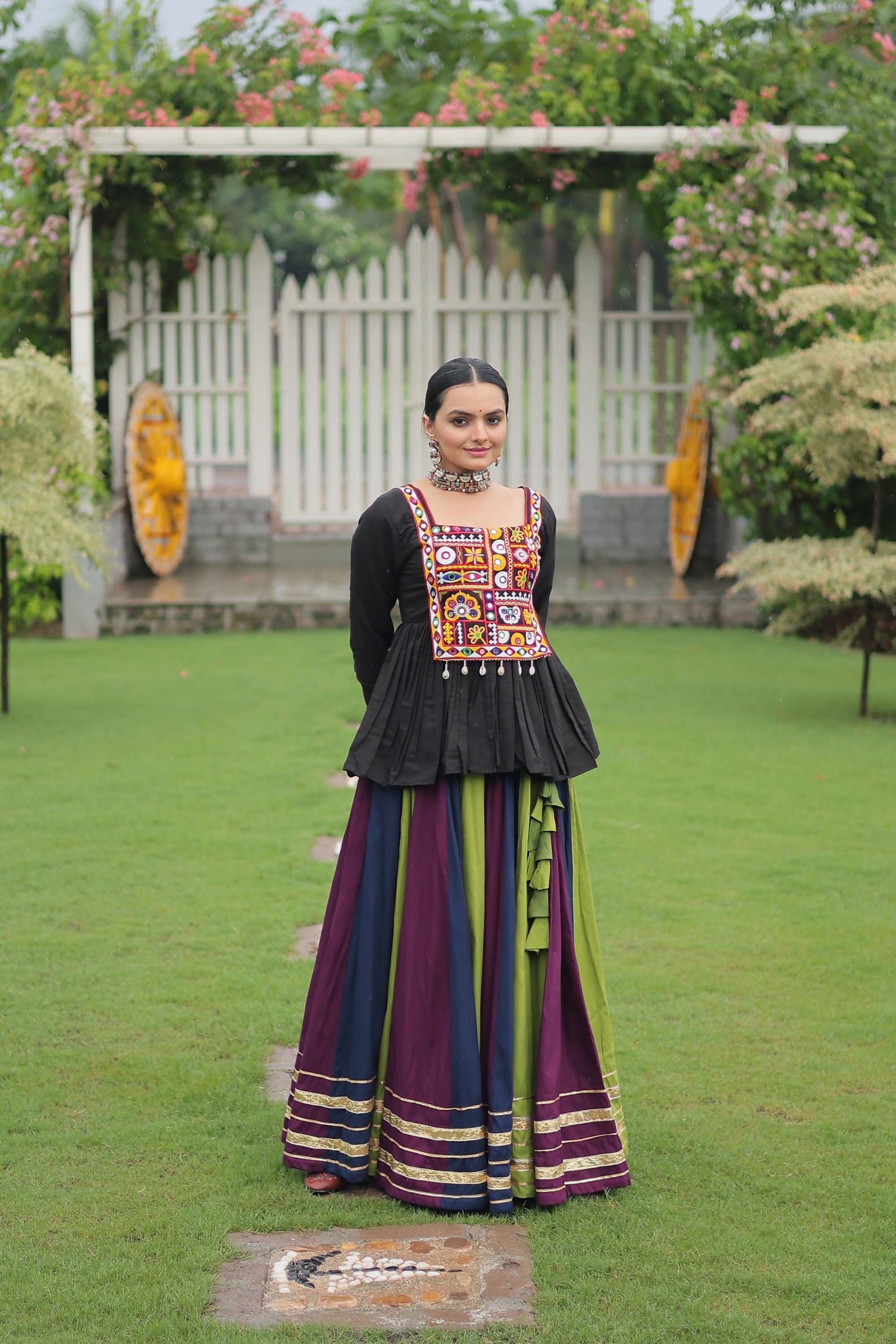 Lorenvalley Fashion Multicolor Rayon with Attractive Gota-Patti Lace Lehenga Choli | Grocsy