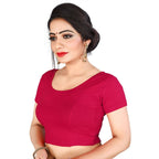 Vamika Pink Lycra Plain Blouse | Grocsy