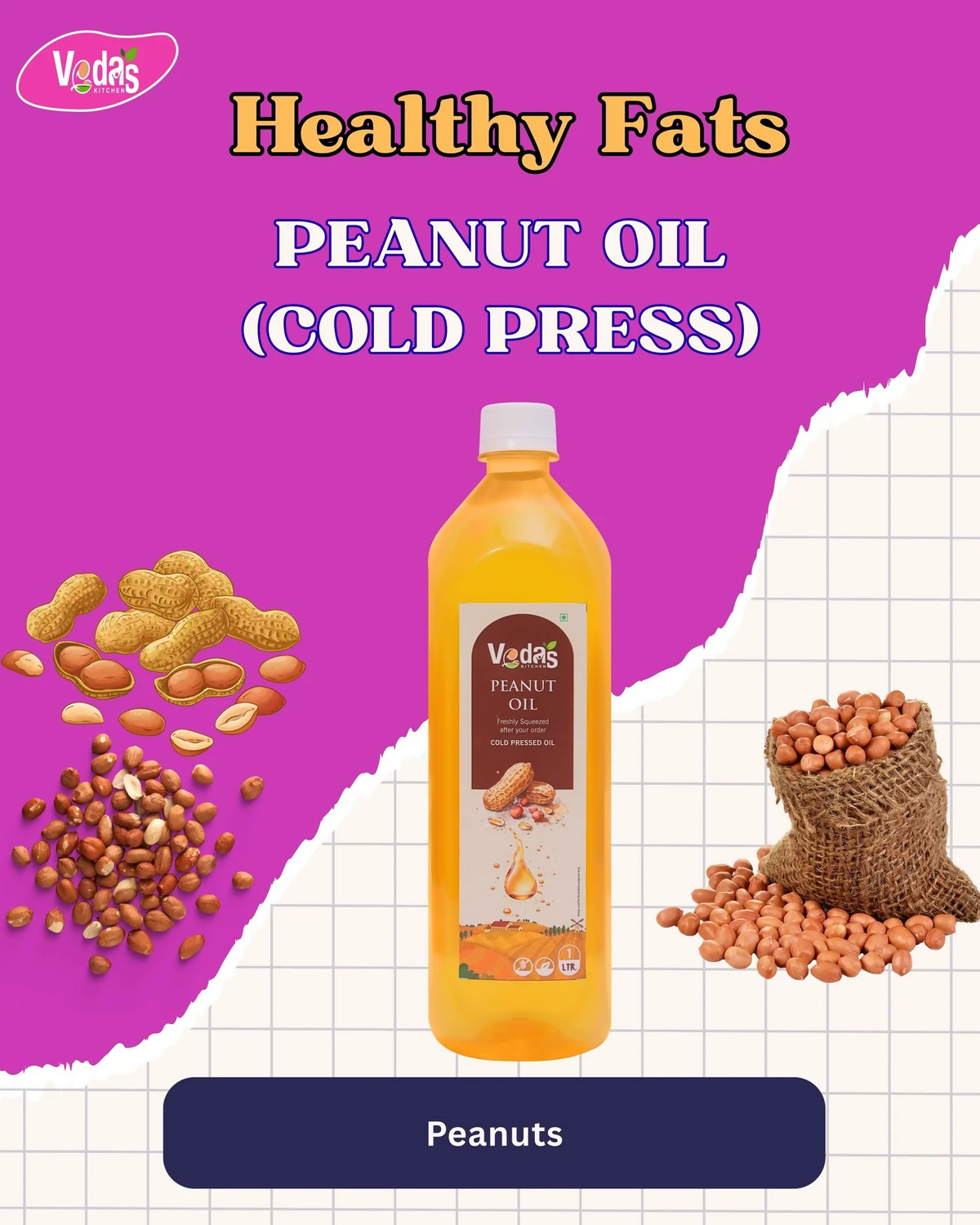 Vedas Kitchen Peanut Oil | Grocsy