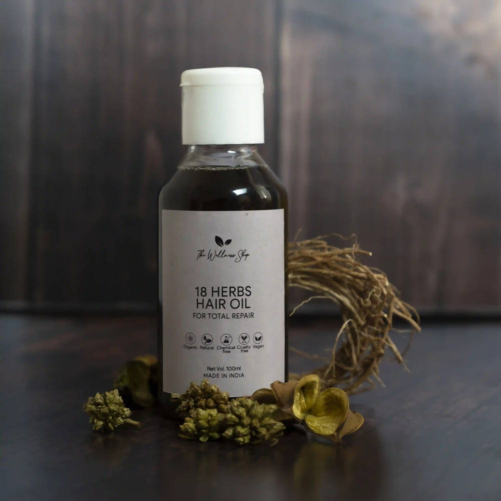 The Wellness Shop 18 Herbs Hair Oil For Total Repair | Grocsy