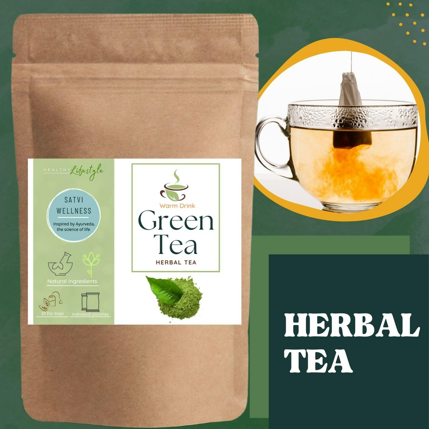 Satvi Wellness Green Tea In Tea Bags | Grocsy