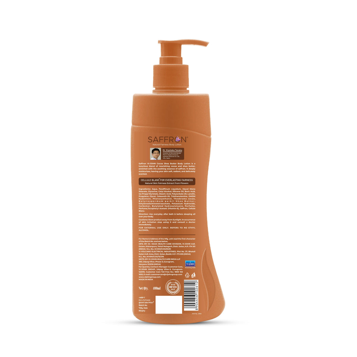 VI-JOHN Saffron Natural Fairness Body Lotion Cocoa Shea Butter Deep Nourishment Soft, Glowing Skin For All Skin Types | Grocsy