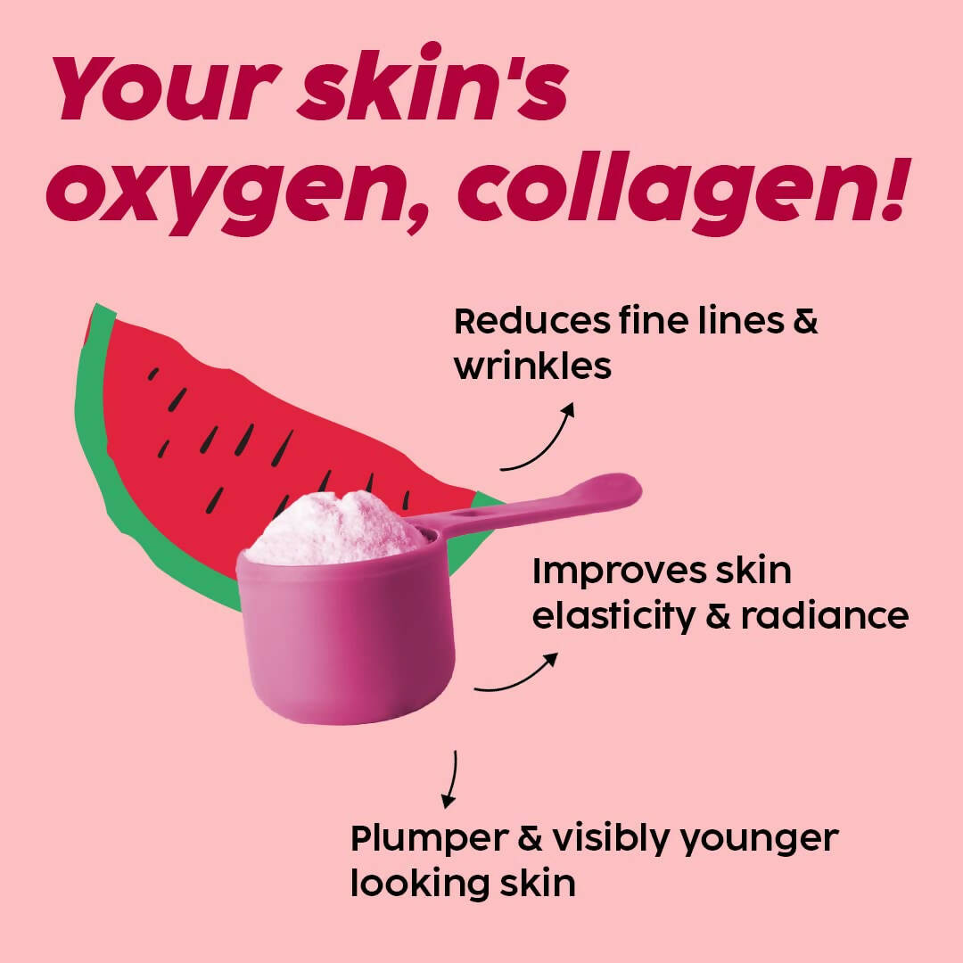 PLIX The Plant Fix Wholefood Forever Young Collagen Builder Powder for Skin - Watermelon | Grocsy