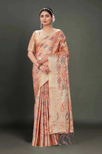 Pink Soft Organza Woven Design Saree With Unstitched Blouse Piece - Zaara | Grocsy