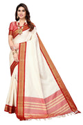 Vamika Weaving White Cotton Silk Saree | Grocsy