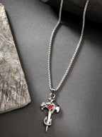 NVR Men's Silver-Plated Stainless Steel Pendant with Chain | Grocsy