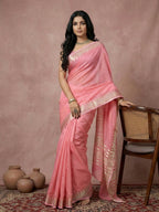 Shree Shyam Fashion Coral Pink Cotton Saree | Grocsy