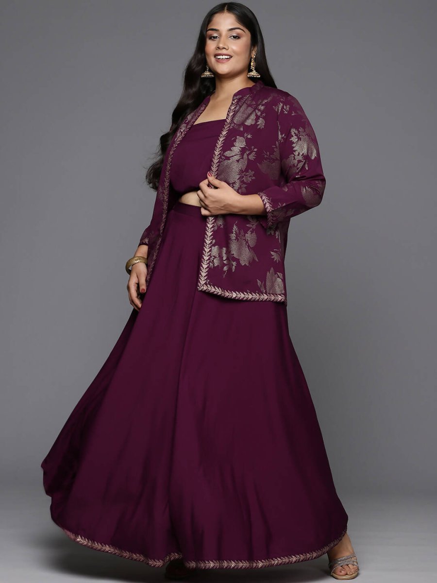 Ahalyaa Women's Traditional Wear Co-ords - Burgundy | Grocsy