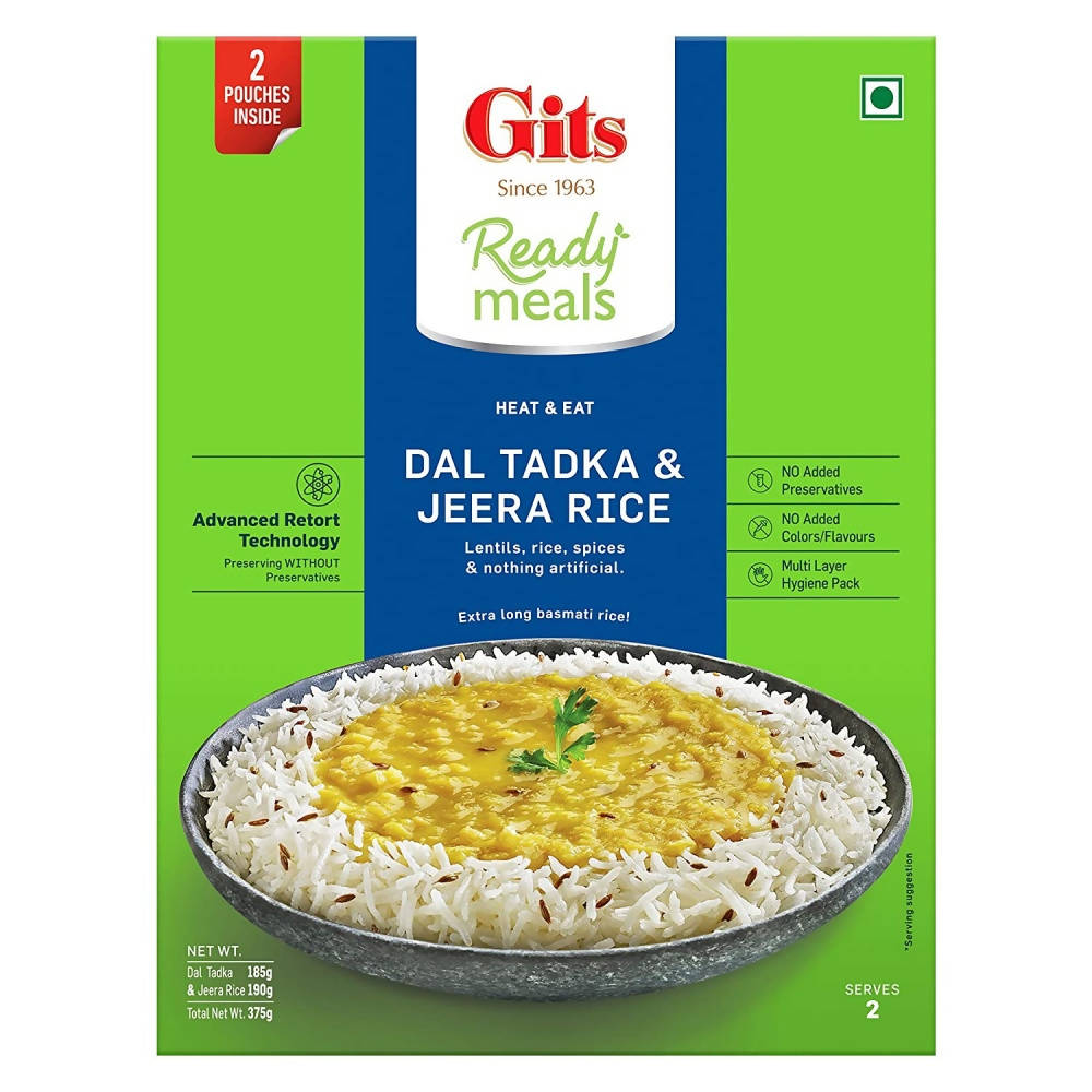 Gits Ready Meals Heat & Eat Dal Tadka & Jeera Rice | Grocsy
