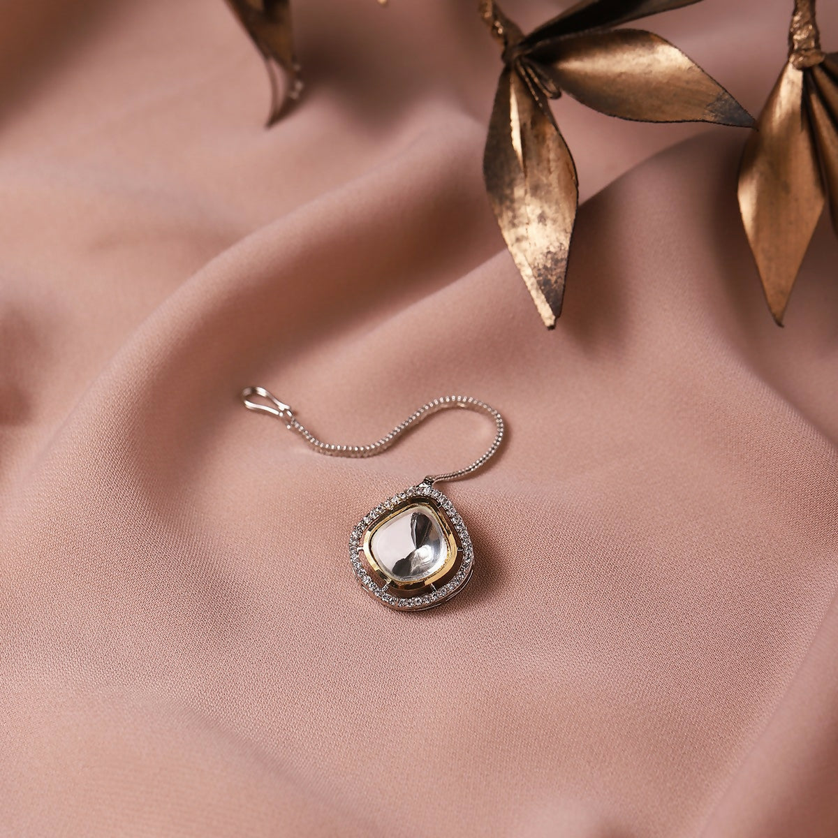 Silver Kundan Maang Tikka- Ruby Raang | Grocsy