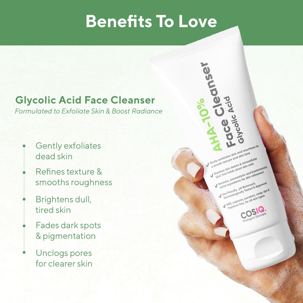 Cos-IQ AHA Glycolic Acid 10% Face Cleanser | Grocsy