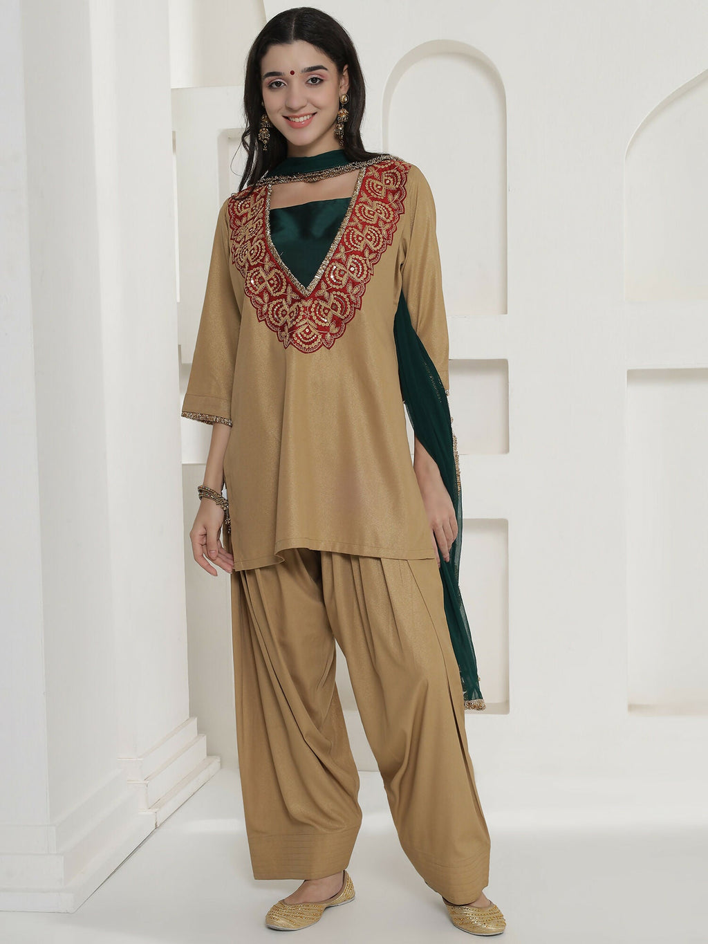 Joban Fashion Golden Farshi Salwaar Suit Set | Grocsy