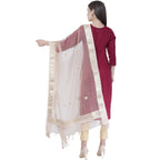 A R Silk Women's Gotta Patti Embroidery Orgenza Cotton White Dupattas and Chunnis | Grocsy
