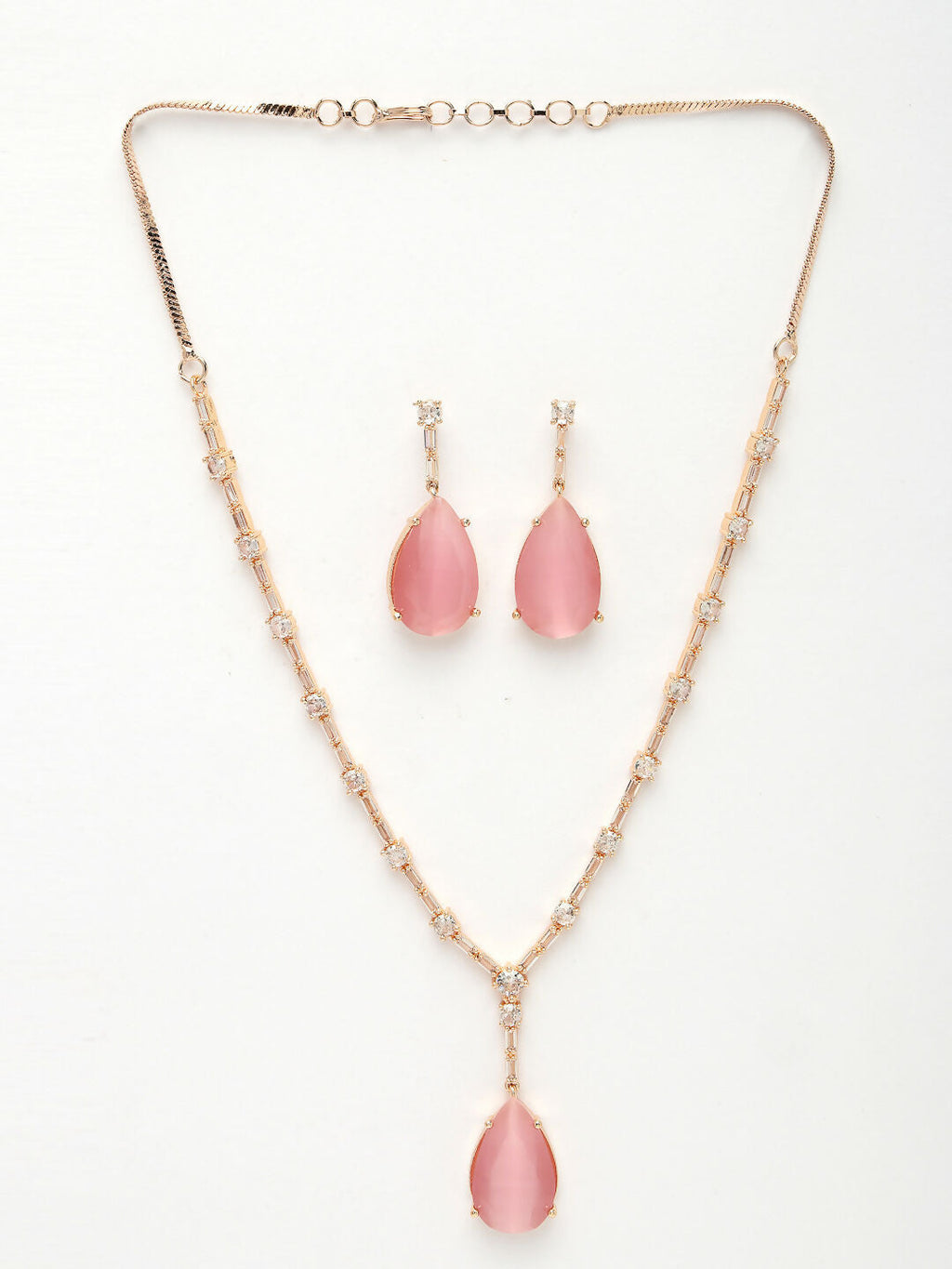 NVR Women's Rose Gold Artificial Stones Studded Handcrafted Jewellery Set | Grocsy