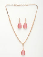 NVR Women's Rose Gold Artificial Stones Studded Handcrafted Jewellery Set | Grocsy
