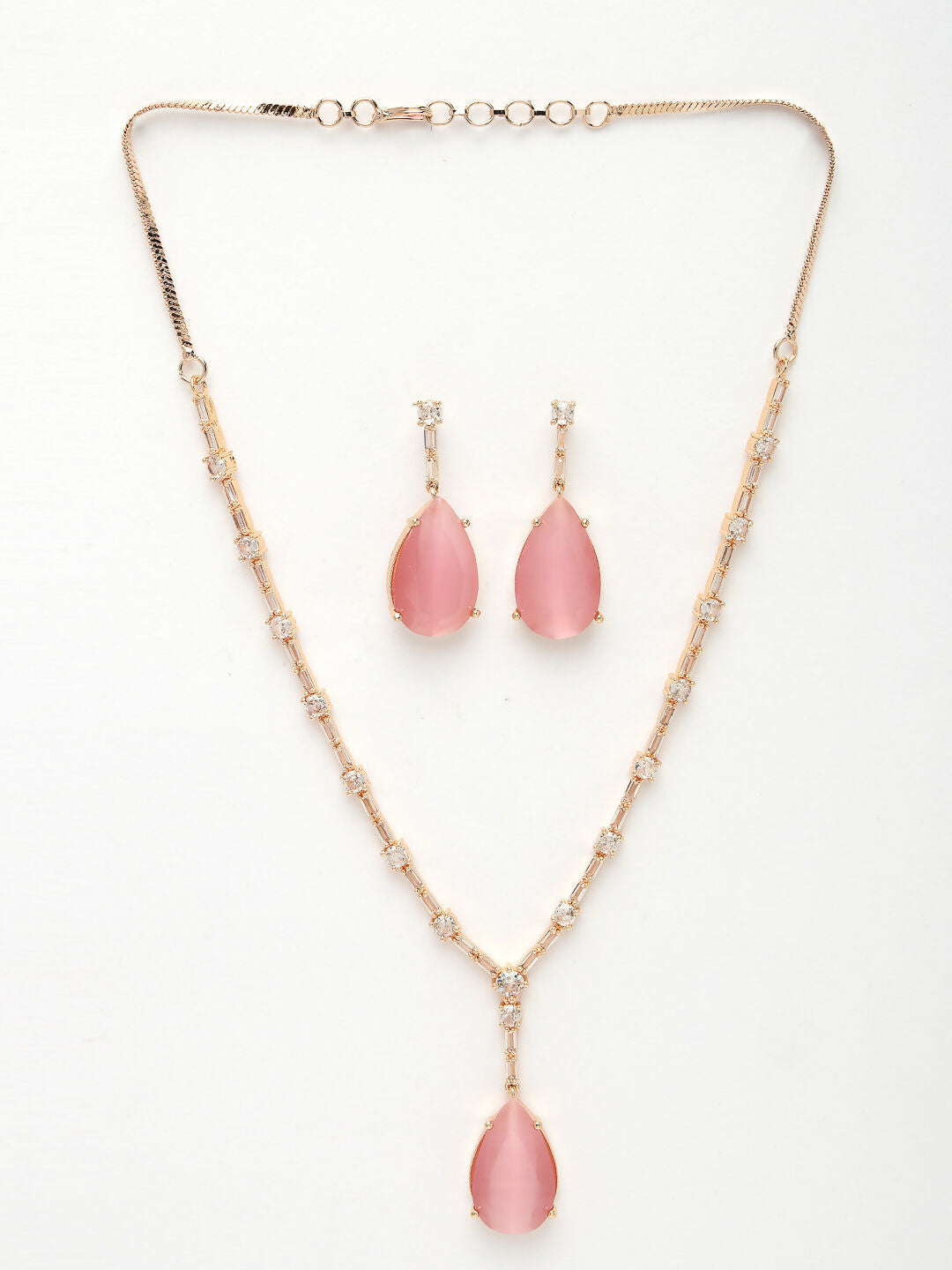 NVR Women's Rose Gold Artificial Stones Studded Handcrafted Jewellery Set | Grocsy