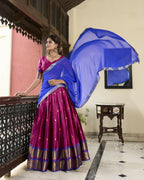 Lorenvalley Ranipink Cotton Silk Weaving Work With Paithani Concept Lehenga Choli | Grocsy