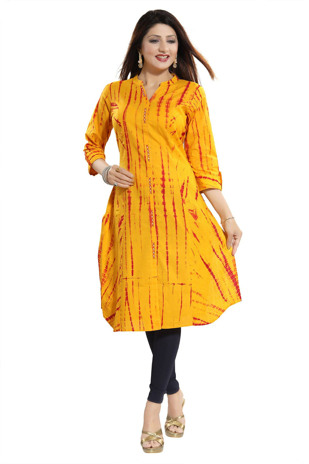 Snehal Creations Yellow Cotton Chikan Embroidery Tunic | Grocsy
