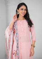 Ethnic Festive Wear Chanderi Viscose Light Peach Stitched Suit With Dupatta - Tanisha | Grocsy