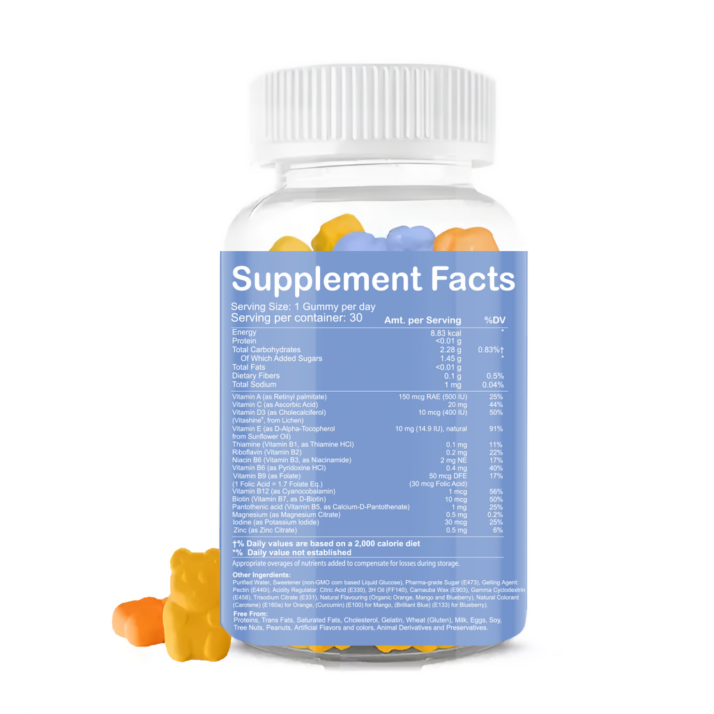 Zenius Kids Multivitamin Mixed - Mango, Blueberry, Orange Gummies | Grocsy