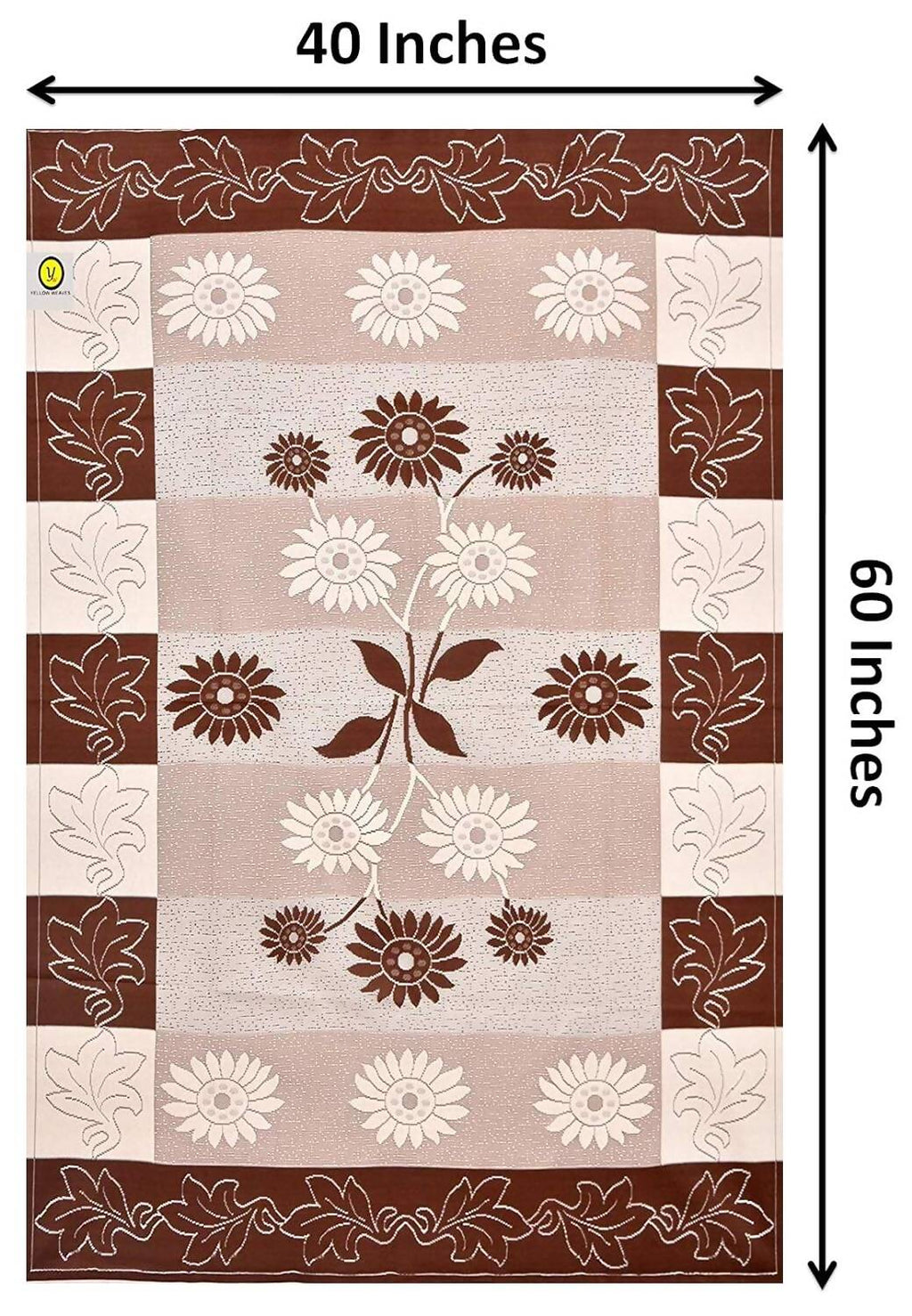 Yellow Weaves Polyester Floral Designer Rectangular Center 4 Seater Table Cover - Brown | Grocsy