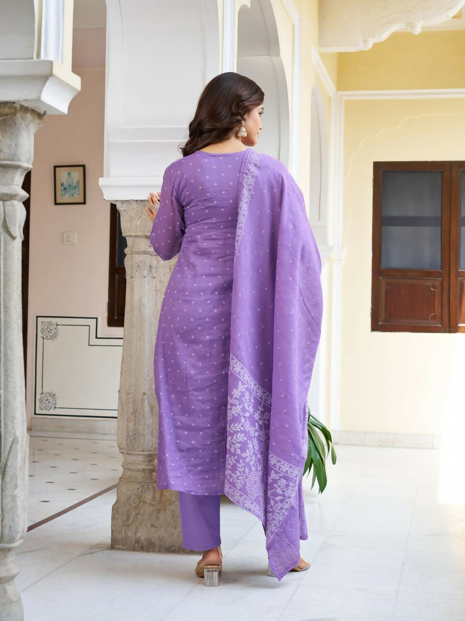 The52 Women's Beautiful Cotton Fabric Embroidery Work Straight Kurta Pant and Dupatta Set | Grocsy