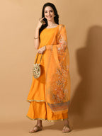 Myshka Women's Yellow Solid Party Kurta Sets | Grocsy