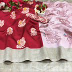 Vamika Red Printed Art Silk Saree | Grocsy