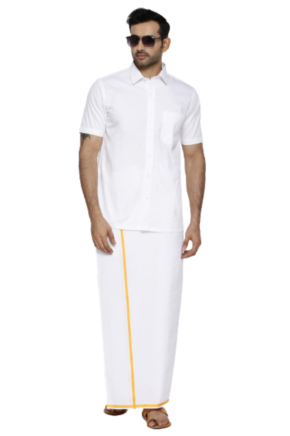 Ramraj Cotton Mens Half Sleeve Formal 100 % Cotton White Shirt | Grocsy