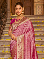 Shree Shyam Fashion Banarasi Silk Light Pink Saree | Grocsy