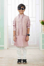 Raivat Ethnic Art Silk Embroidery Work 3 Pics Jacket Set In Onion Pink Colour | Grocsy