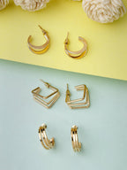NVR Women Gold-Toned Circular Hoop Earrings | Grocsy