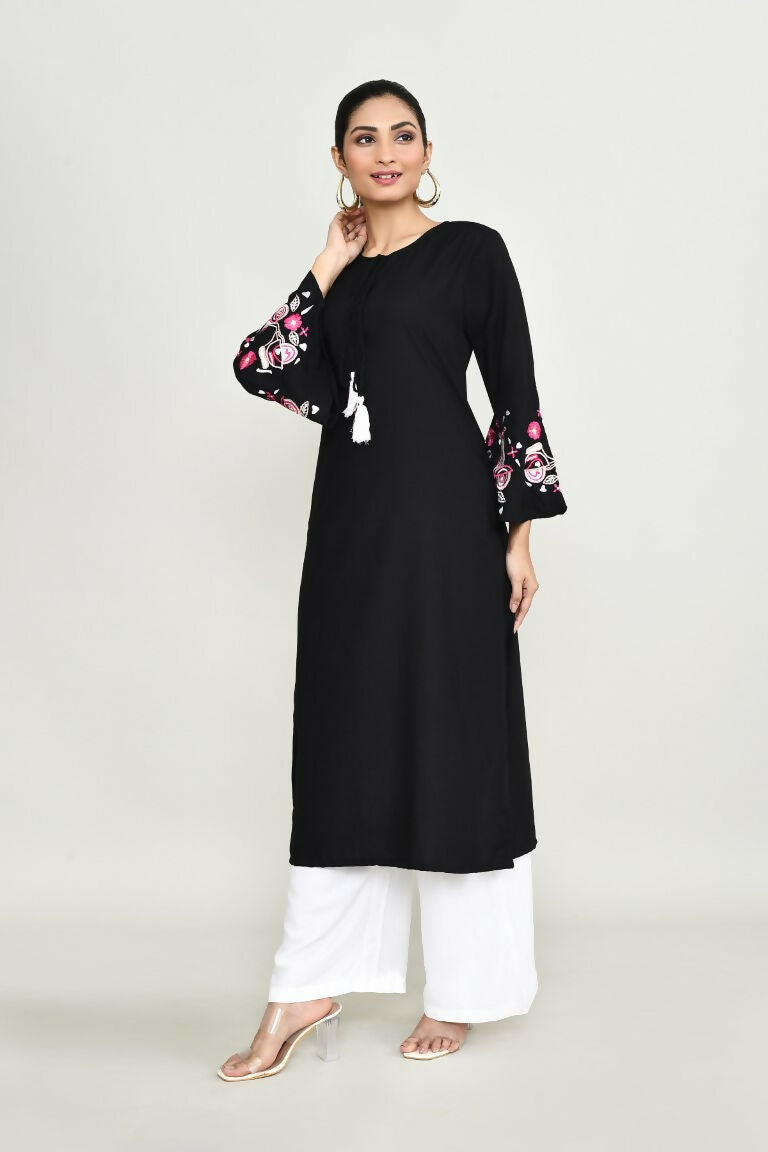 Joban Fashion Black Rayon Kurta Set | Grocsy