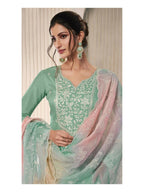 Anaita Green Moonga Silk Stitched Suit with Embroidery Sequence Work | Grocsy