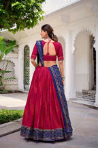 Evanik Pink Tassa Silk With Bandhej Print Lehenga Choli | Grocsy