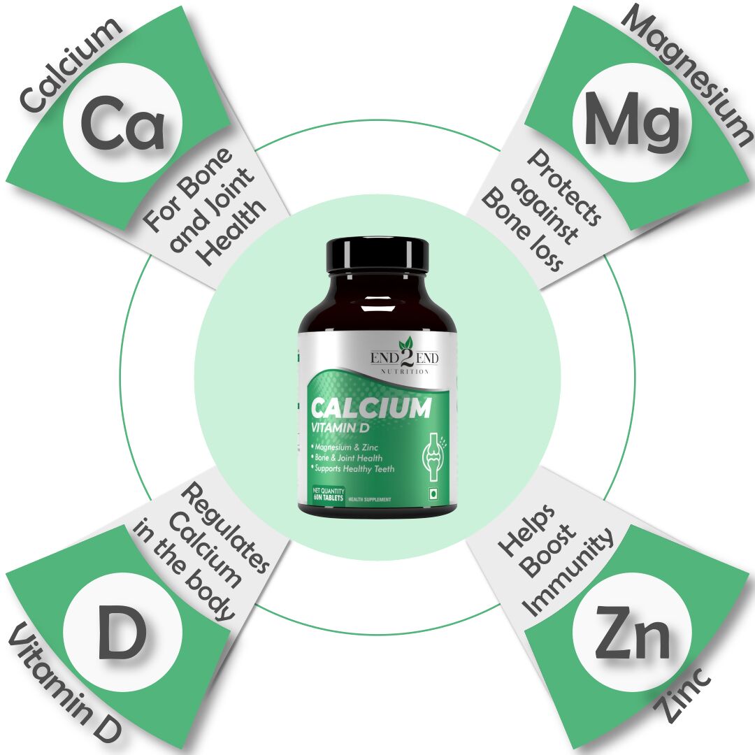 End2End Nutrition Calcium Vitamin D Tablets | Grocsy