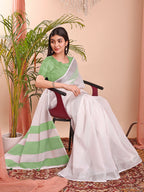 Shree Shyam Fashion The White Loom White Linen Cotton Saree | Grocsy