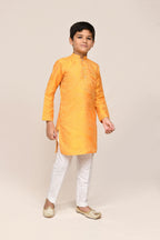 Joban Fashion Pure Silk Yellow Kurta With Straight Fit Pant | Grocsy