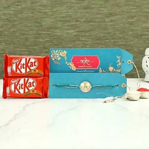 Cute Mickey Metal Rakhi & Nestle KitKat Chocolates | Grocsy