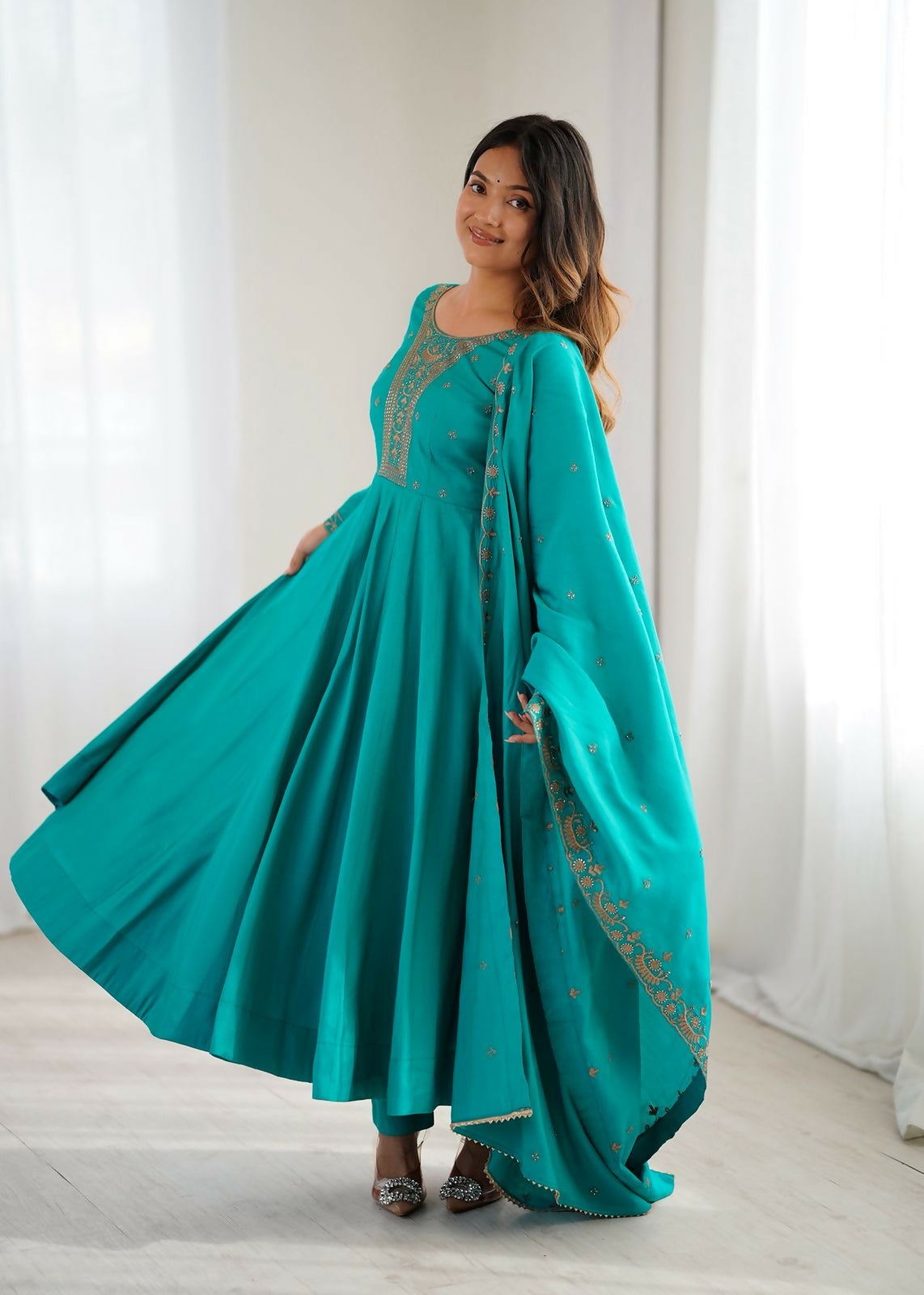 Joban Fashion Rama Kurta Set Chanderi Sequence Embroidery Work | Grocsy