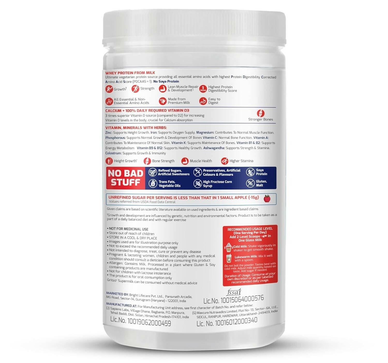 Gritzo Supermilk Height+ Health Drink For 13+Y Boys - Double Chocolate | Grocsy