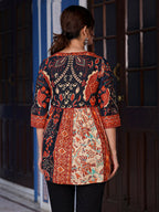 Juniper Women's Multi Colored Ethnic Motif Printed Cotton Peplum Tunic | Grocsy