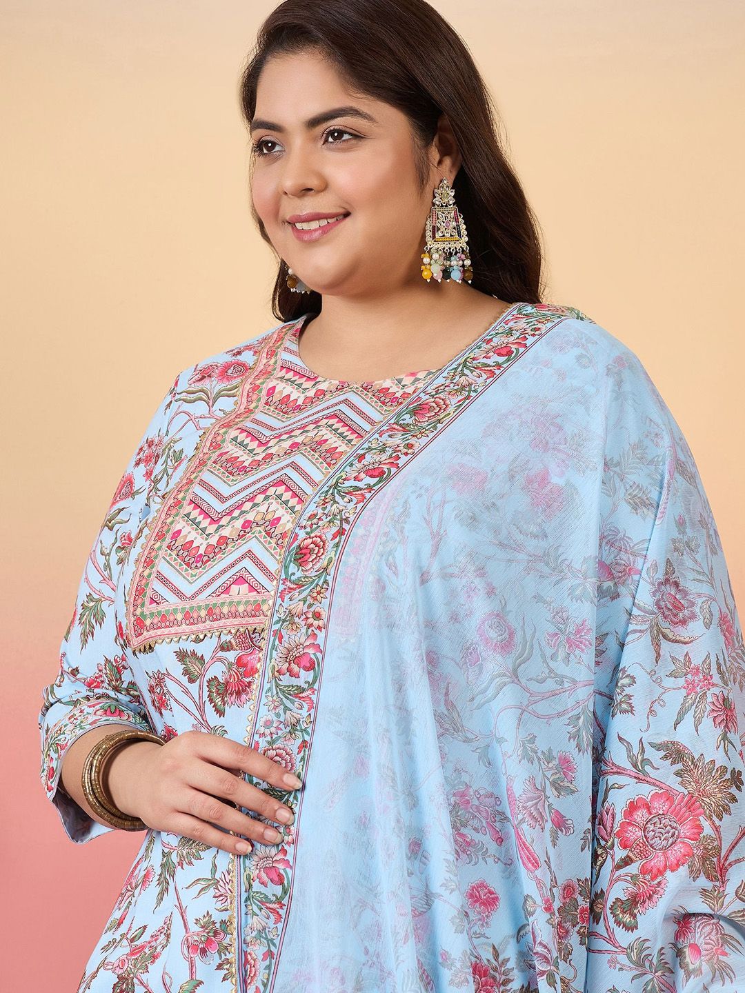 Sztori Women Floral Printed Regular Kurta with Trousers & With Dupatta | Grocsy