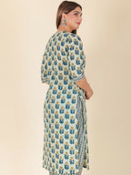 Aramya Cream Soft Cotton Floral Straight Kurta for Women | Grocsy
