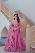 Joban Fashion Pink Crush Sequence Embroidery Work Kurta Set | Grocsy