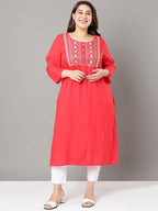 Sztori Floral Embroidered Yoke Design Sequined Straight Kurta | Grocsy