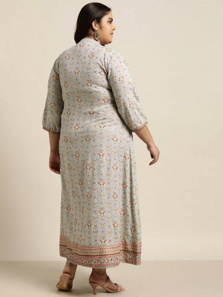 Juniper Women`s Grey Rayon Fusion Wear Printed A-line Dress | Grocsy