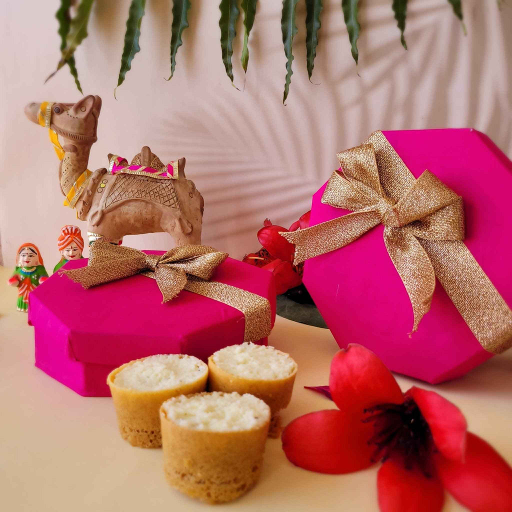 SweeDesi Meetha Ghewar - 1 Pc Hamper Pink | Grocsy